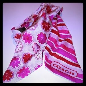Coach pink and white ponytail scarf